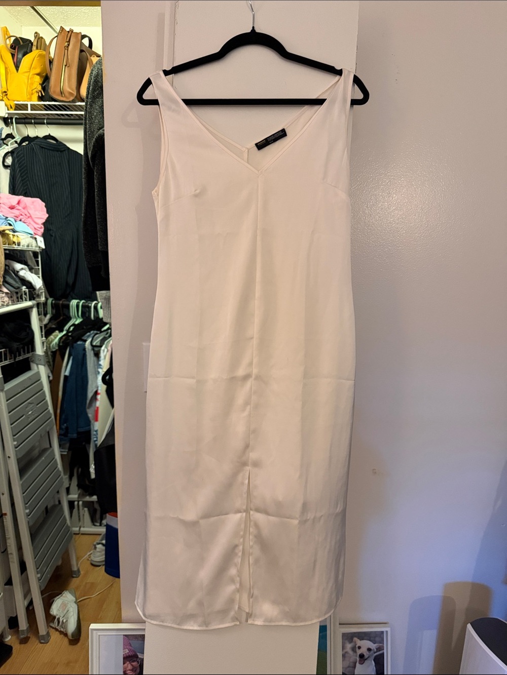 Finesse Cream V-Neck Midi Slip Dress